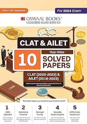 Oswaal CLAT & AILET Year-wise Solved Papers Book - Retail Maharaj
