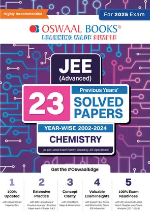 Oswaal JEE Advanced 23 Years' Year-Wise Solved Papers (2002-2024), Chemistry (For 2025 Exam) - Retail Maharaj