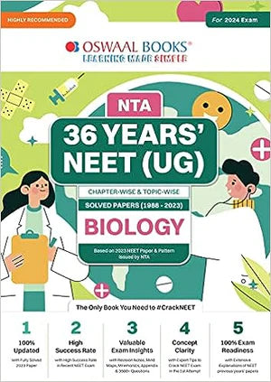 Oswaal NTA 36 Years' NEET (UG) Chapterwise and Topicwise Solved Papers (1988-2023) Biology - Retail Maharaj