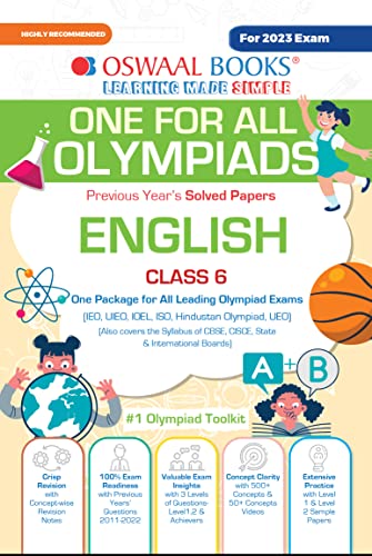 Oswaal One For All Olympiad Previous Years Solved Papers, Class-6 English Book - Retail Maharaj