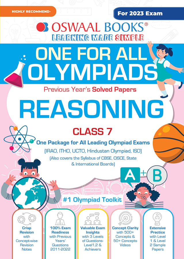 Oswaal One For All Olympiad Previous Years' Solved Papers, Class-7 Reasoning Book - Retail Maharaj