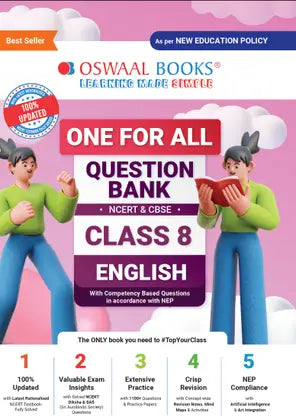 Oswaal One For All Question Bank NCERT & CBSE, Class-8 English - Retail Maharaj