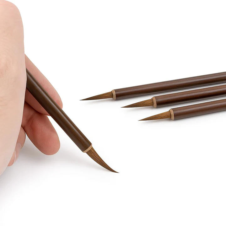 Stationerie 3 Brush Pens Set Small Hook Extra Fine Paint Brush Chinese Calligraphy Brush Bamboo - Retail Maharaj