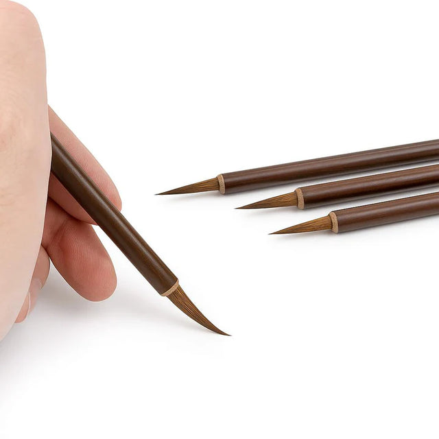 Stationerie 3 Brush Pens Set Small Hook Extra Fine Paint Brush Chinese Calligraphy Brush Bamboo - Retail Maharaj