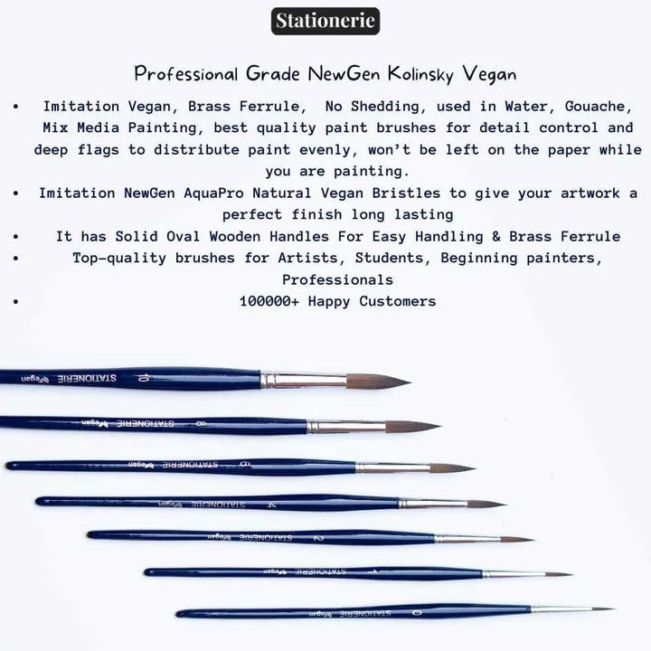 Stationerie Round Brush Set of 7 Kolinsky Synthetic - Retail Maharaj