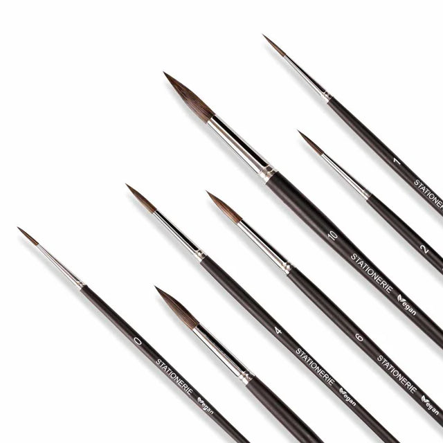 Stationerie Round Brush Set of 7 Velour Mix Media Matte - Retail Maharaj
