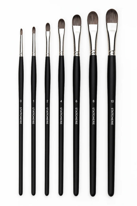 Retail Maharaj Classic Filbert Brush Set of 7 Long Handle 11.5 Inch - Retail Maharaj