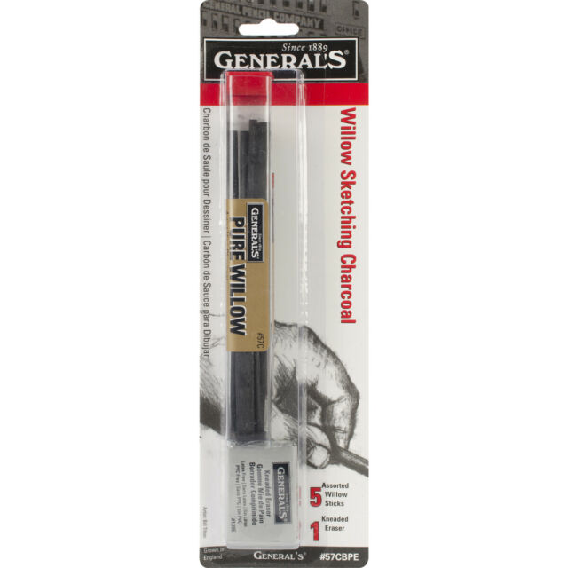 General’s Willow Charcoal Sketching Set with Kneaded Eraser - Retail Maharaj