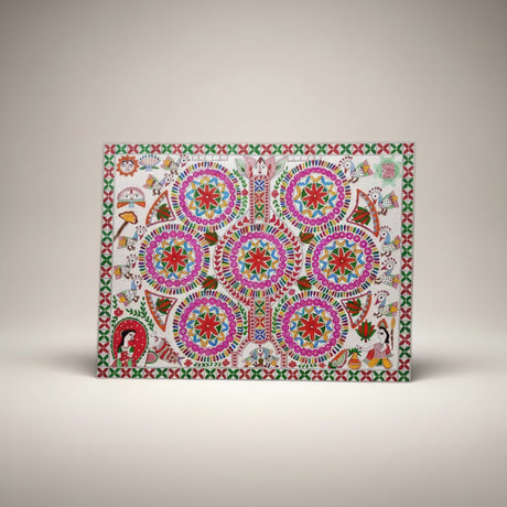 Handmade Kohbar Madhubani Painting | Traditional Mithila Wedding Art Indian Folk Wall Decor - Retail Maharaj