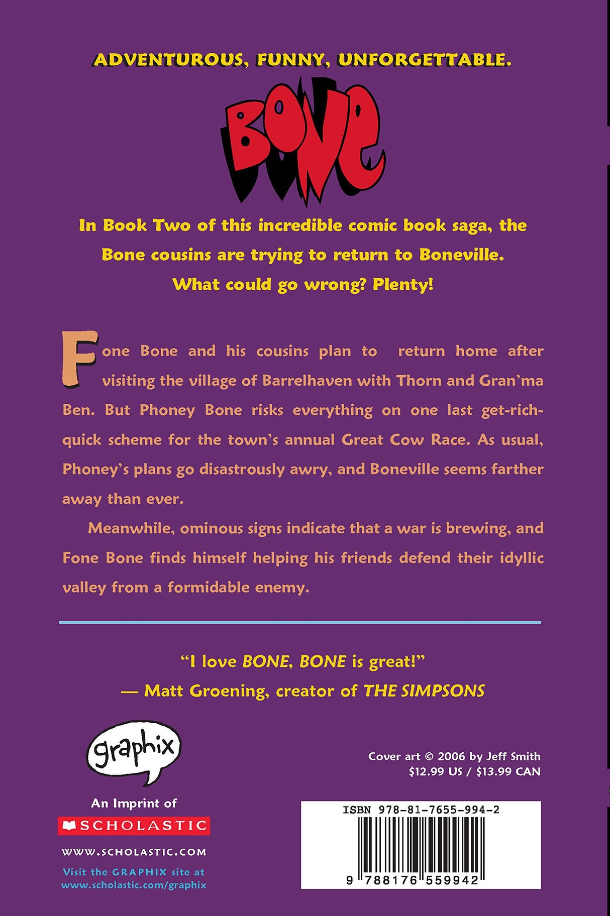 Bone Graphic Novel #2: Great Cow Race (Graphix) [Paperback] Jeff Smith - Retail Maharaj