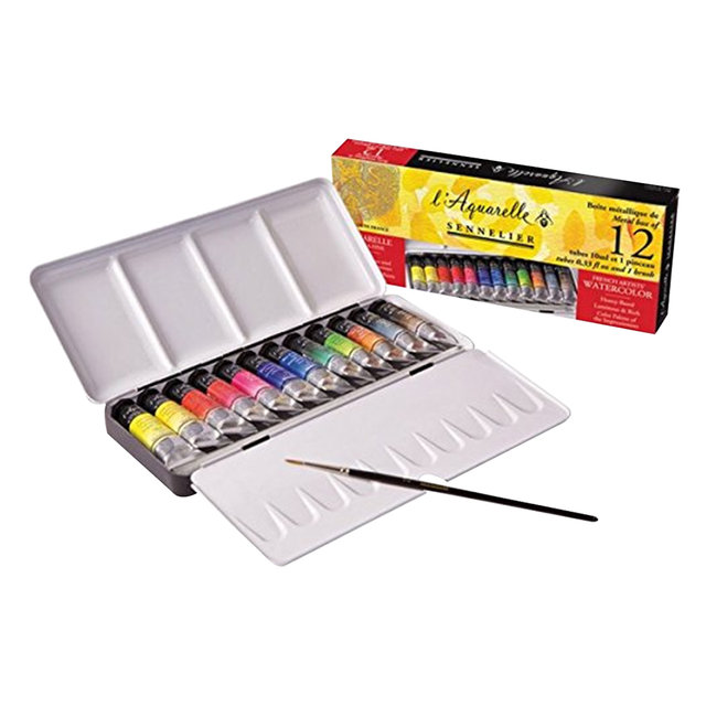Sennelier L Aquarelle French Artist Watercolour Half Pan Metal Box Set - Retail Maharaj