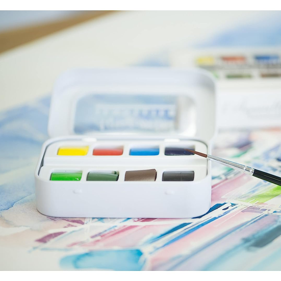 Sennelier Aqua Mini French Artist Watercolour Half Pan Set in Metal Case - Retail Maharaj