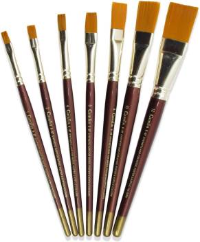 Camlin Synthetic Gold Hair Brush Set of 7 – Round & Flat Brushes - Retail Maharaj