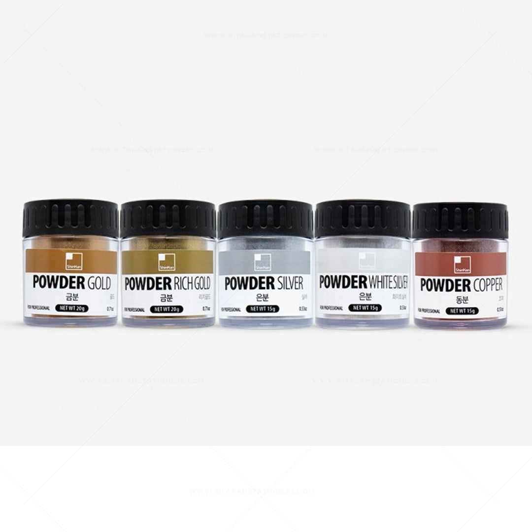 SHINHAN Professional Metallic Powder 30ml (15-20g) Set of 5 - Retail Maharaj