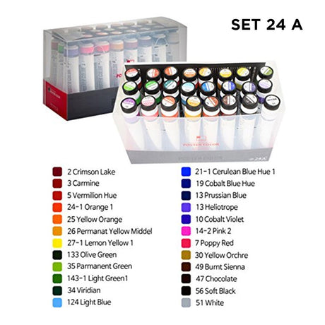 Shinhan Professional Poster Color Paint 40ml Tube 24 Color Set – A & B Type - Retail Maharaj