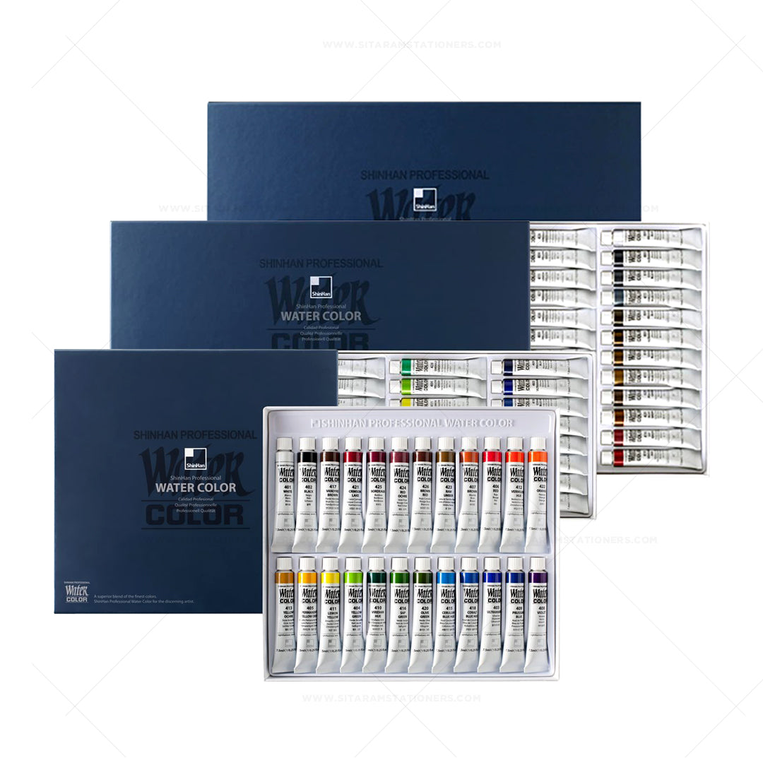 SHINHAN Professional Watercolor Paint 7.5ml Tubes 24, 30 & 48 Color Sets - Retail Maharaj
