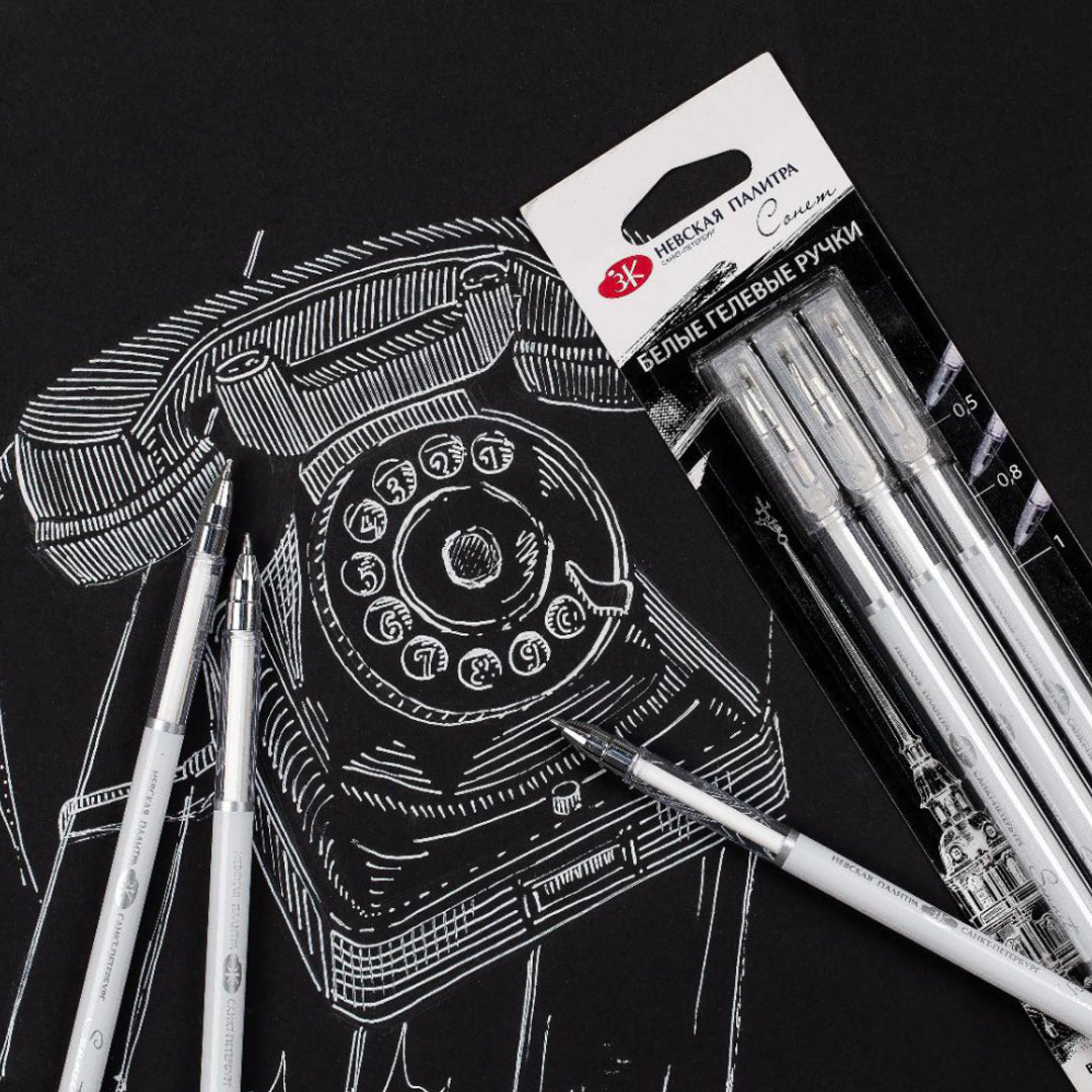 Sonnet White Gel Pens Set for Drawing Lettering and Highlights Pack of Three - Retail Maharaj