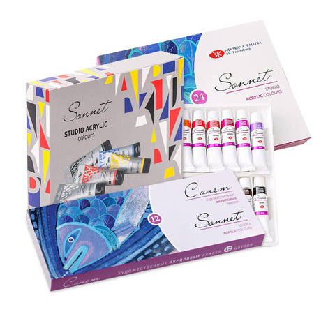 Sonnet Studio Acrylic Colour Set Artist Grade Bright Smooth Blendable Acrylic Paint Tubes for Painting and Crafts - Retail Maharaj