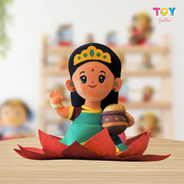 Lakshmi Devi Plush Toy with Mantras (07 inch) - Retail Maharaj