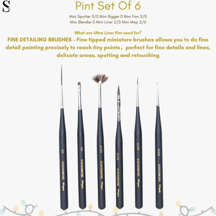 Stationerie Ultra Mini Paint Brush Set of 6 - Retail Maharaj