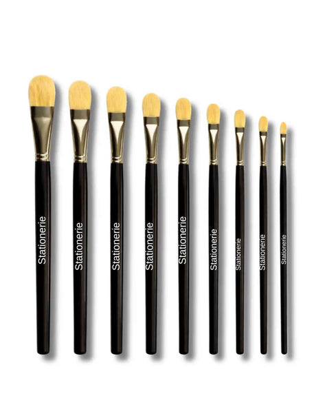 Retail Maharaj Filbert Chungking Hog Brush Set Of 8, Long Handle 11'' - Retail Maharaj