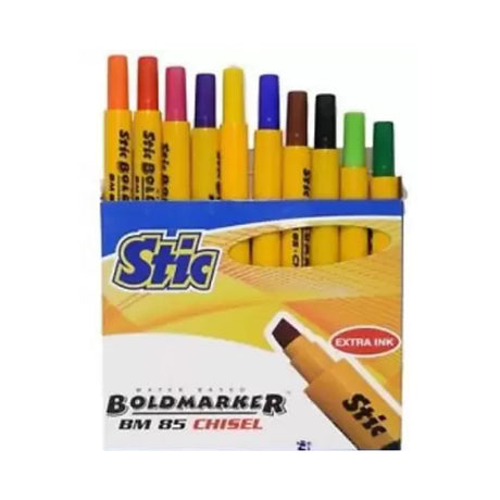 Stic Bold Marker BM 85 Chisel Tip Multicolor Refillable Marker Set - Retail Maharaj