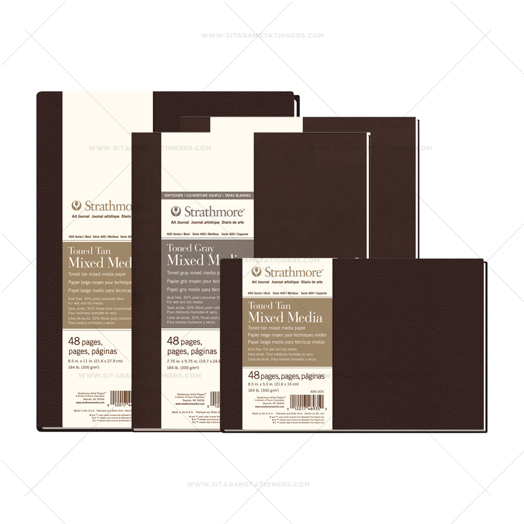 Strathmore 400 Series Toned Tan and Gray Mixed Media Art Journal Hardbound and Softcover - Retail Maharaj