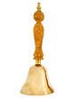 Big Puja Bell with Carved Wooden Handle – Large Bronze Bell for Spiritual Rituals - Retail Maharaj