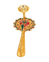 Pooja Diya Aarti Metal Stand – Decorative Diya for Wick Sticks - Retail Maharaj
