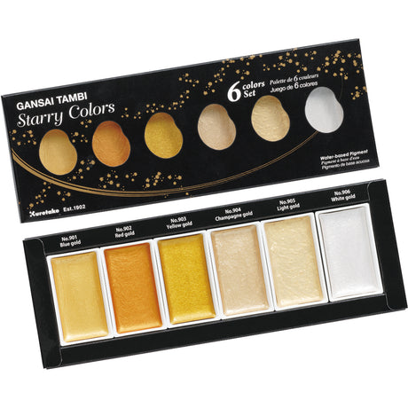Zig Gansai Tambi Starry Colours Metallic Watercolour Set for Illustration and Calligraphy - Retail Maharaj