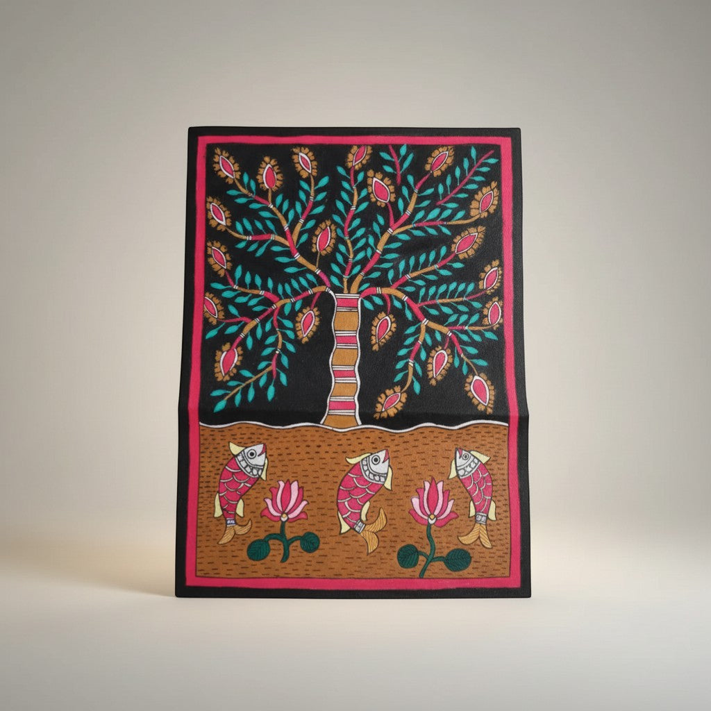 Handmade Madhubani Painting – Tree of Life | Mithila Art Traditional Indian Folk Wall Decor - Retail Maharaj