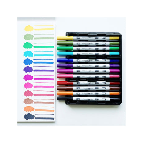 Tombow ABT PRO Alcohol-Based Art Markers – Basic Palette Set of 12 - Retail Maharaj