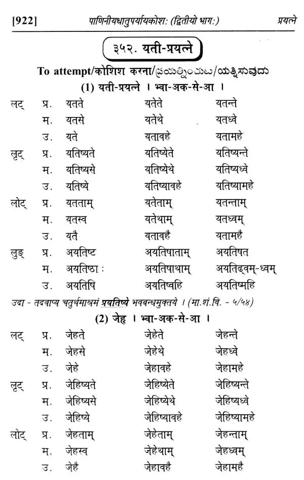 Paniniyadhatuparyayakosah (A Dictionary of Synonyms of Paninian Verbs) (Set of 2 Volumes) - Retail Maharaj