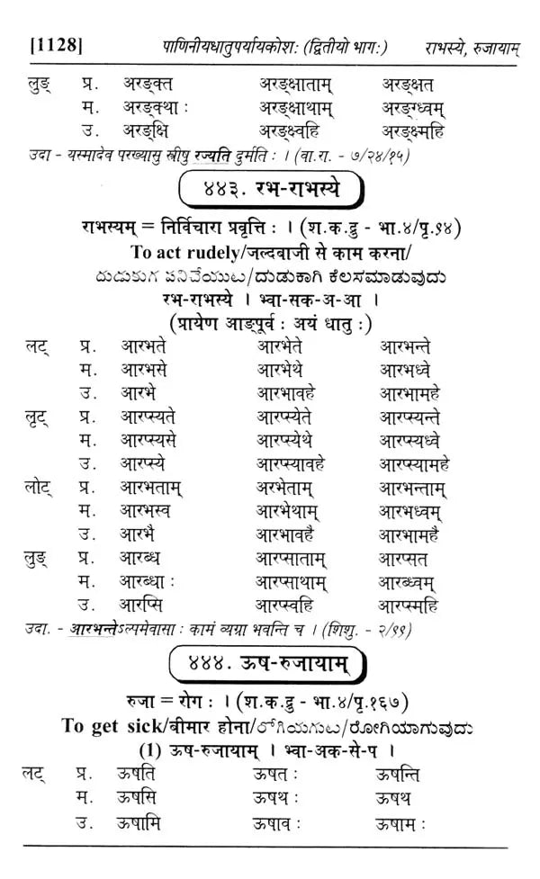 Paniniyadhatuparyayakosah (A Dictionary of Synonyms of Paninian Verbs) (Set of 2 Volumes) - Retail Maharaj