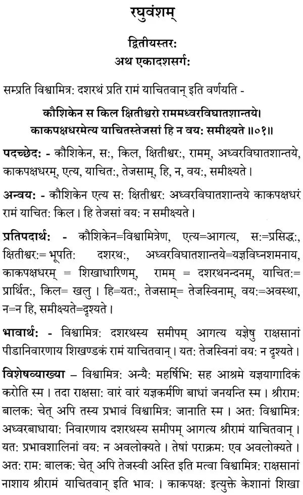 Raghuvamsam: Padaccheda Anvaya Pratipadartha Bhavartha Visesavyakhyasamullasitam (Volume 2) - Retail Maharaj