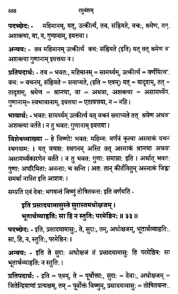 Raghuvamsam: Padaccheda Anvaya Pratipadartha Bhavartha Visesavyakhyasamullasitam (Set of 2 Volumes) - Retail Maharaj