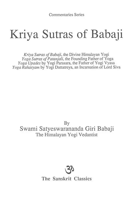 Kriya Sutras of Babaji - Retail Maharaj