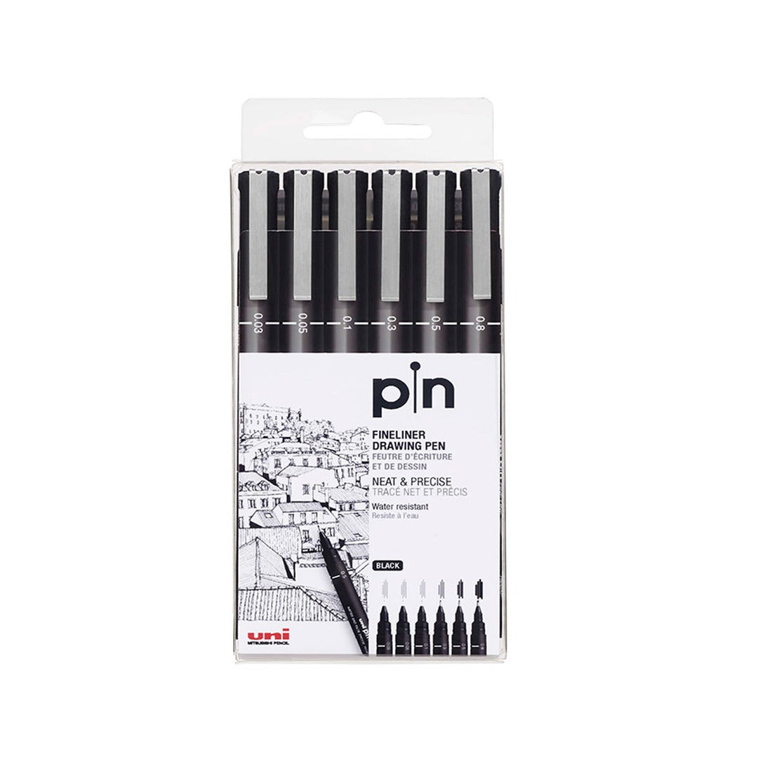 Uni Pin Fine Liner Marker Set Waterproof Black Ink Drawing Pens - Retail Maharaj