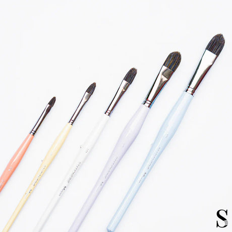Retail Maharaj Filbert Brush Set of 5 Kolinsky Synthetic Candy Handle - Retail Maharaj