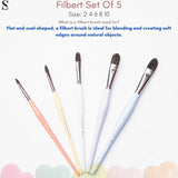 Retail Maharaj Filbert Brush Set of 5 Kolinsky Synthetic Candy Handle - Retail Maharaj