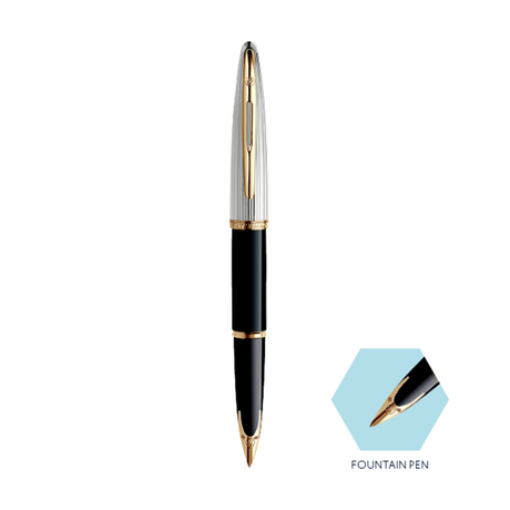 Waterman Carene Deluxe Black Gold Trim Fountain Pen - Retail Maharaj