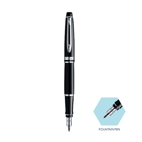Waterman Expert Matte Black Chrome Trim Fountain Pen - Retail Maharaj