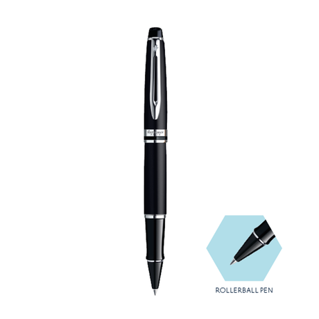 Waterman Expert Matte Black Chrome Trim Rollerball Pen - Retail Maharaj