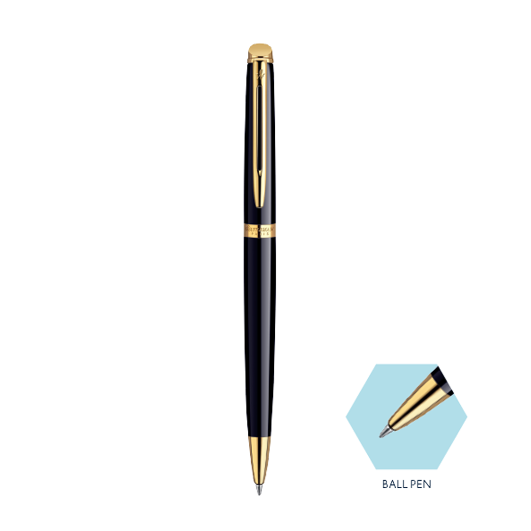 Waterman Hemisphere Mars Black Gold Trim Ball Pen - Retail Maharaj