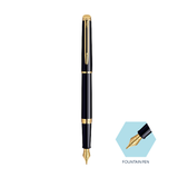 Waterman Hemisphere Mars Black Gold Trim Fountain Pen - Retail Maharaj