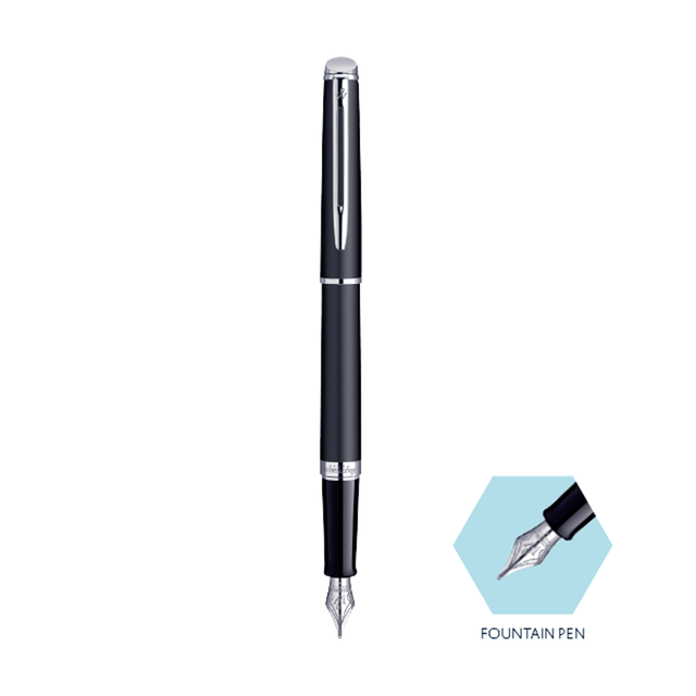 Waterman Hemisphere Matte Black Chrome Trim Fountain Pen - Retail Maharaj