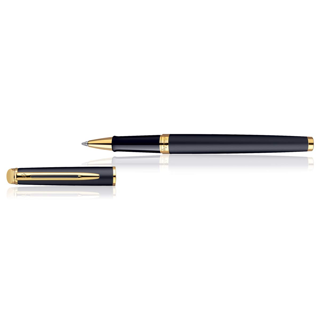 Waterman Hemisphere Matte Black Gold Trim Rollerball Pen - Retail Maharaj