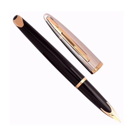 Waterman Carene Deluxe Black Gold Trim Fountain Pen - Retail Maharaj