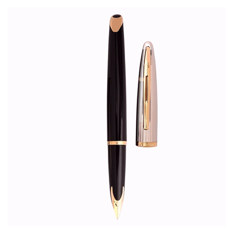 Waterman Carene Deluxe Black Gold Trim Fountain Pen - Retail Maharaj