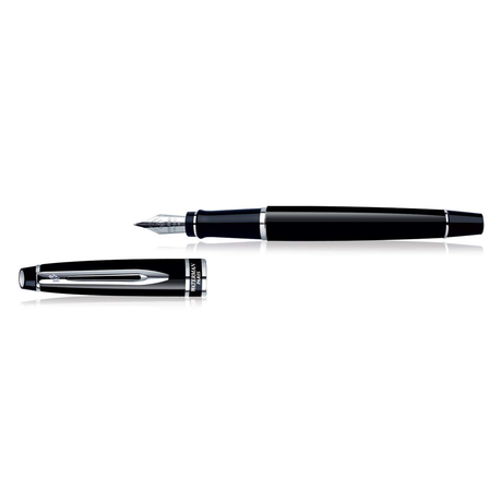 Waterman Expert Mars Black Chrome Trim Medium Fountain Pen - Retail Maharaj